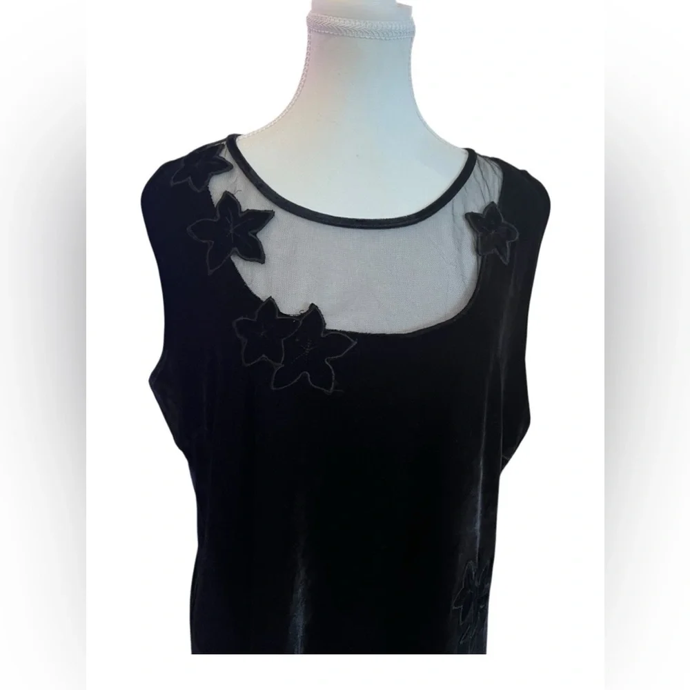 2000s Y2K Witchy Blouse Black Velvet Fairy Grunge Slinky 1X Whimsigoth Victorian - Picture 2 of 11